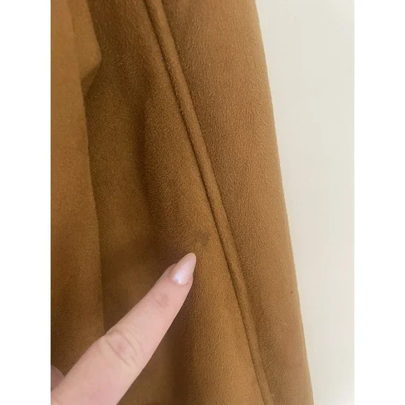 Bare Fox Brown Faux Suede Faux Fur Collar Men XL Lined Coat Size Barn Coat Y2K